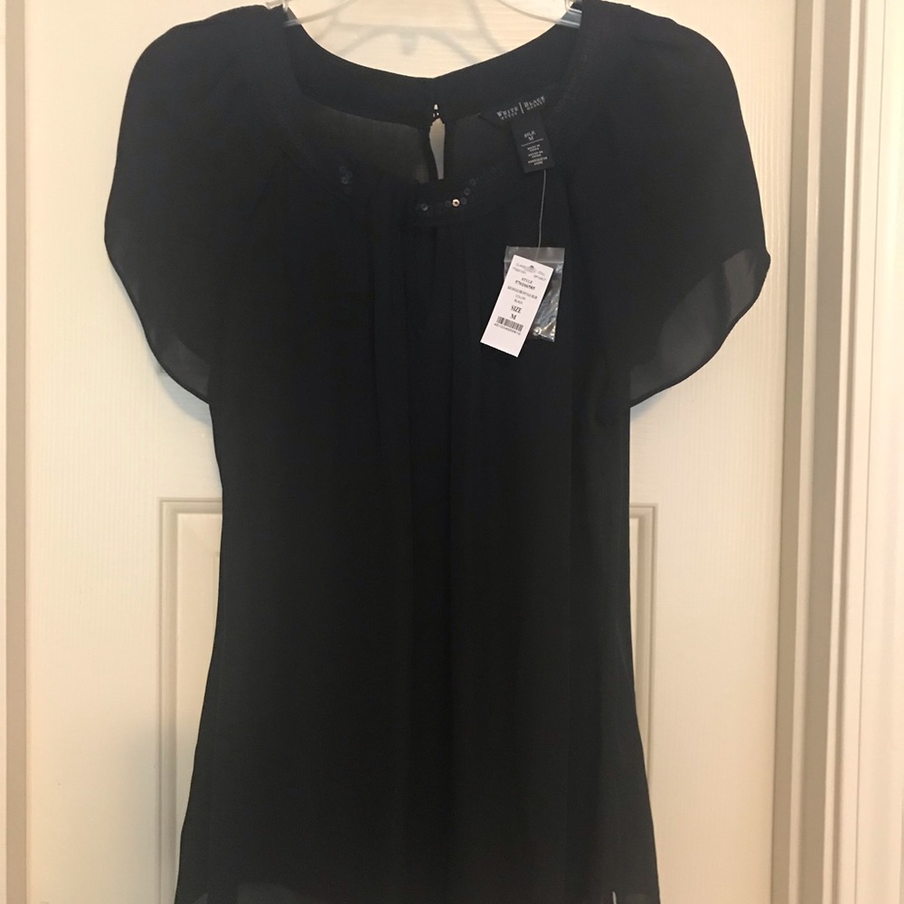 Sheer Black Silk Top with Sequins